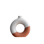 Vase Scandinave Ciambella terracotta & blanc M